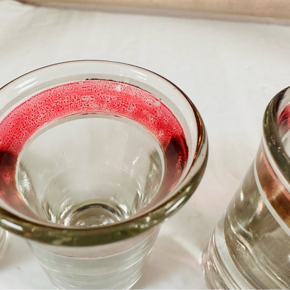 Vintage Set of 5 Shot Glasses with Ruby Flashing by Hazel Atlas - Picture 7 of 10